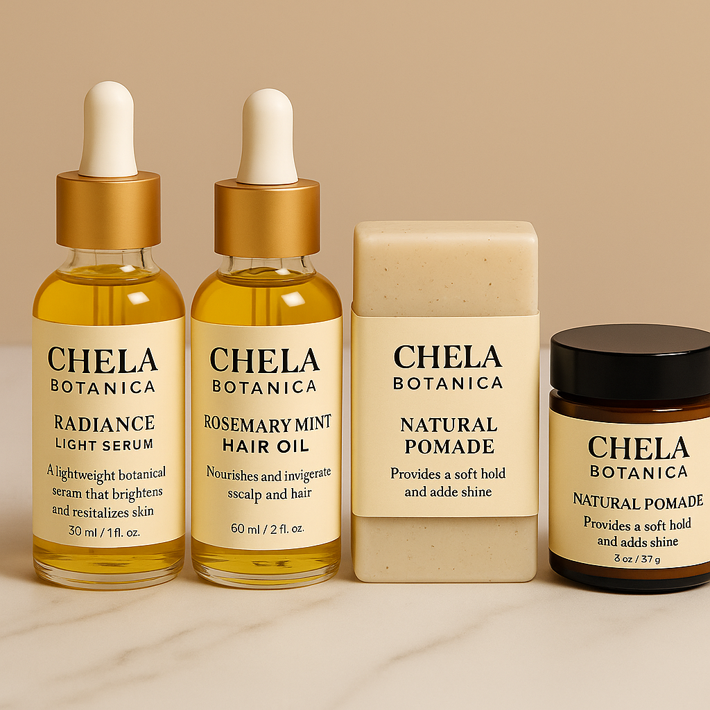 A_photograph_displays_four_Chela_Botanica_personal